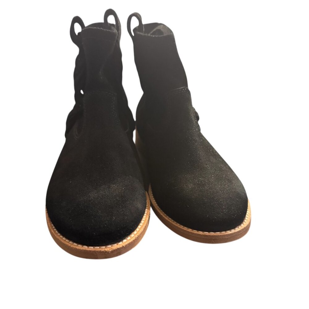 New, Braided Soludos Black Suede Ankle Boots